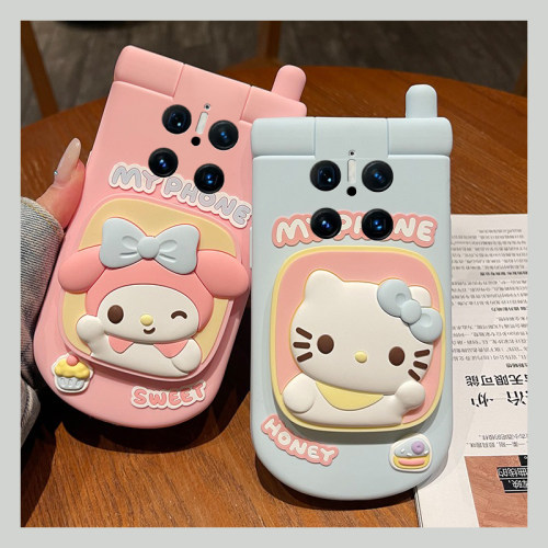 适用华为mate70手机壳mete60pro+可爱猫咪50带40rs保时捷30镜子30epro支架20x立体10pro卡通9美乐蒂50e十硅胶