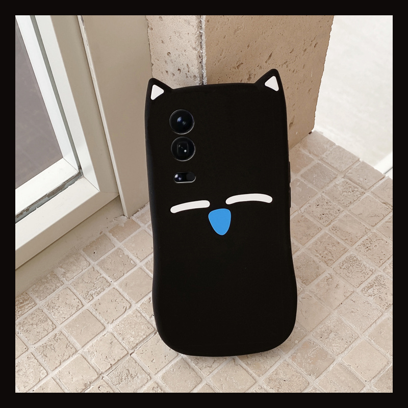 手机壳硅胶可爱卡通小黑猫带立体耳朵