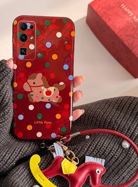 彩色波点小马适用华为荣耀20手机壳30pro+畅玩30plus新年x20se带x10max挂件play4t挂绳9x红色v30十马年honor
