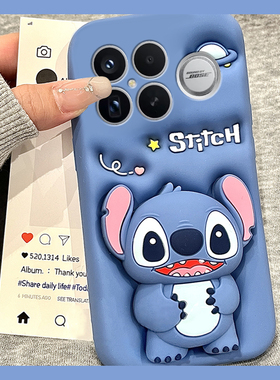 适用小米红米k90手机壳k90promax立体k90pro蓝色por史迪仔支架带挂件redmik挂绳卡通可爱新款防摔硅胶软壳女p