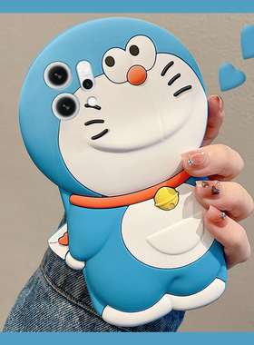 适用opporeno14手机壳reno13pro+卡通reon12立体11蓝色10哆啦A梦9可爱8叮当猫7se趣味6动漫5硅胶4十oppo软壳p