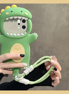 卡通小恐龙适用opporeno14手机壳reno13pro+立体12por可爱11绿色10带ace2挂绳9搞怪8趣味7se十oppo硅胶0pp0女