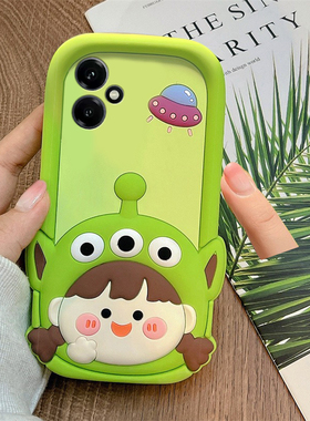 可爱三眼仔女孩适用华为荣耀畅玩70plus手机壳x70i绿色power立体400卡通300ultra创意100pro+趣味90gt十honor