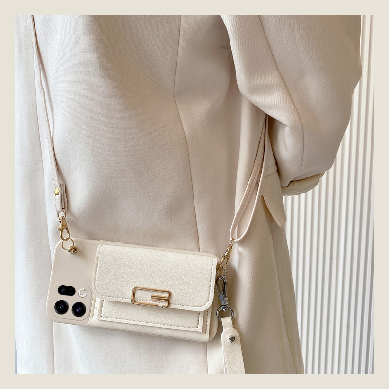 手机壳硅胶简约回字扣卡包零钱包带斜跨挂绳