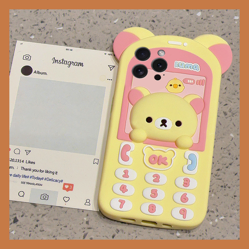 手机壳卡通大哥大电话轻松熊小鸡带立体耳朵
