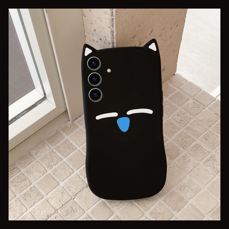 手机壳硅胶可爱卡通小黑猫带立体耳朵