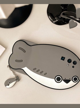 灰色鲸鱼适用华为荣耀v30pro手机壳畅玩30plus立体麦芒40创意x20se个性10i卡通9x可爱8a趣味x30i硅胶十honor