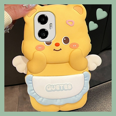 适用华为荣耀300pro手机壳200卡通100立体90gt天使80se翅膀70黄油60小熊50可爱v40趣味x40黄色honor硅胶软壳p
