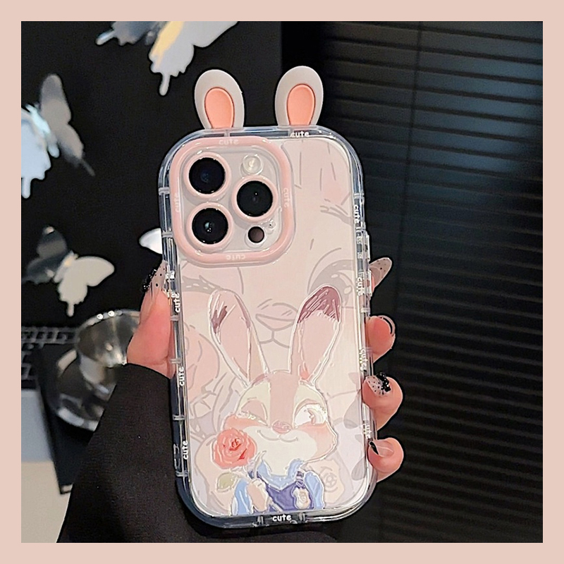 手机壳硅胶羽纱卡通动漫玫瑰花朱迪尼克耳朵