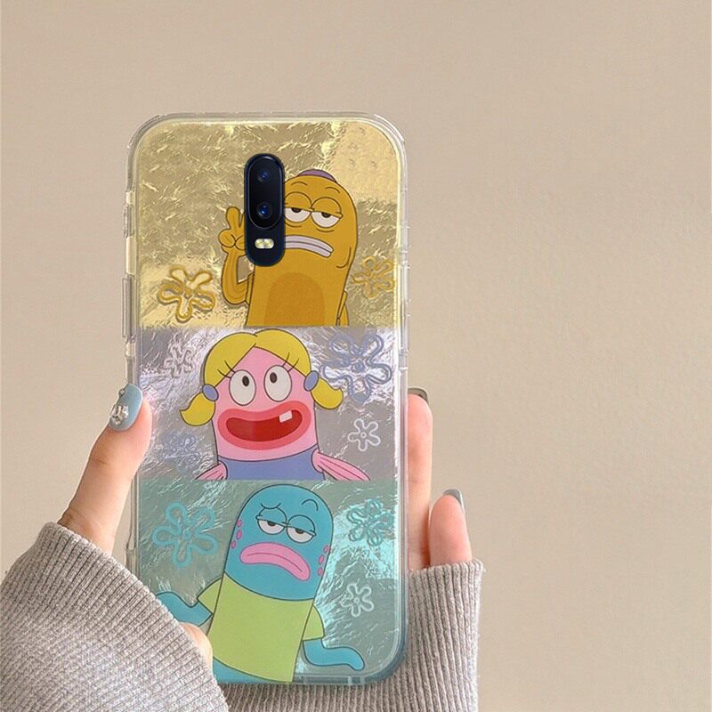 适用oppor17手机壳r15冰川纹r11丑萌r9s比奇堡r11s彩色r15x梦境版r17pro拼接r9plus丑鱼k1花朵r7s卡通oppo女p