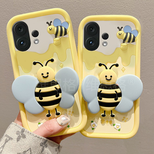 立体小蜜蜂支架适用vivos30promini手机壳s20pro卡通s19可爱s15带s16挂绳s12创意s10趣味s18硅胶s17软壳vivo