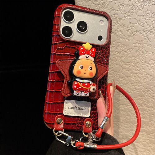 米奇星星人支架适用小米红米note15pro+手机壳noto14s卡通13r带12turbo斜挎turbo4挂绳11t红色3鳄鱼纹十redmi
