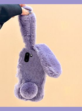 毛茸茸紫色兔子适用oppo一加ace6手机壳1+15秋冬ace5竞速版13t毛绒12立体11pro耳朵3v卡通9rt女8套7十oneplus