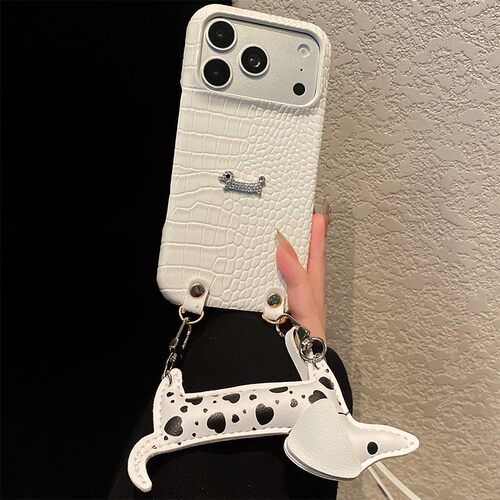 卡通钻石腊肠狗适用谷歌pixel10a手机壳pixe9proxl白色pixel8por鳄鱼纹9a带手提7小狗10por挂件Google仿皮女p