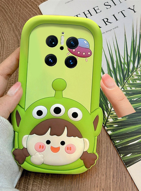 可爱三眼仔女孩适用华为mate70手机壳mete60pro+绿色meta50e立体40rs卡通30epro创意20趣味10硅胶9十huawei女