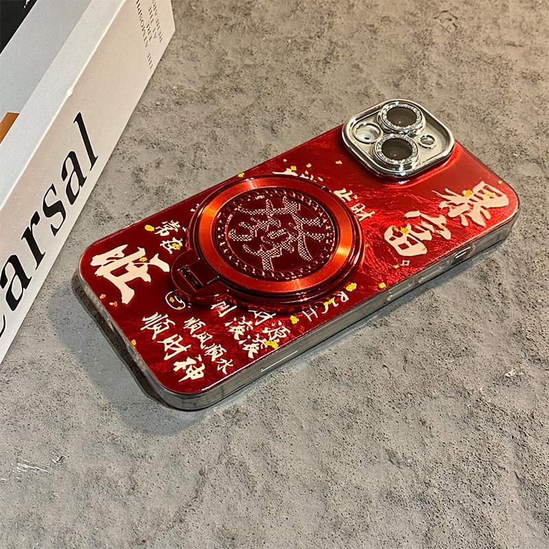 手机壳硅胶2026马年旋转发财支架