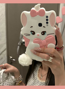 玛丽猫带白色毛球挂件适用vivou3手机壳y5s卡通y9s立体y7s可爱y3少女心z5x硅胶z6软壳z3i新款z1i超火nex3s女p