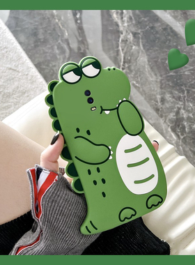 绿色小恐龙适用oppor15x手机壳r17pro卡通r15立体r11splus搞怪r9splus创意r11可爱k1趣味r9s硅胶r9软壳oppo女