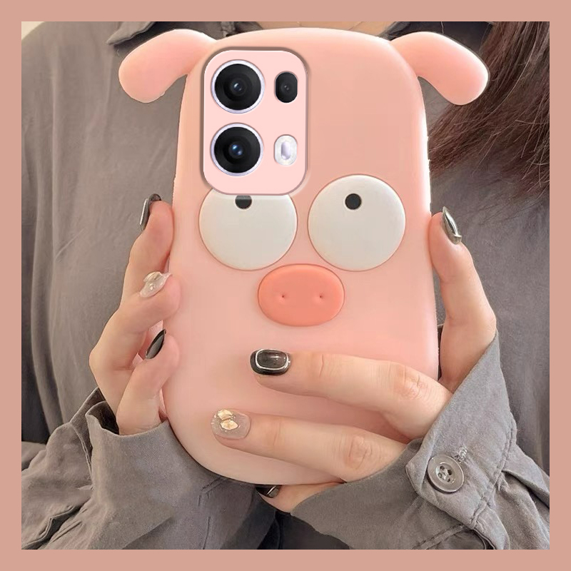 手机壳硅胶卡通呆萌趣味粉色小猪