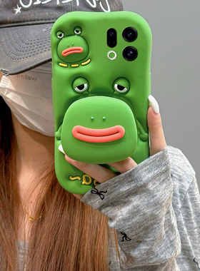 卡通香肠嘴青蛙表情适用oppofindx9手机壳findx9pro带挂绳findx9plus挂链por立体0pp0丑萌0ppo趣味搞怪绿色女