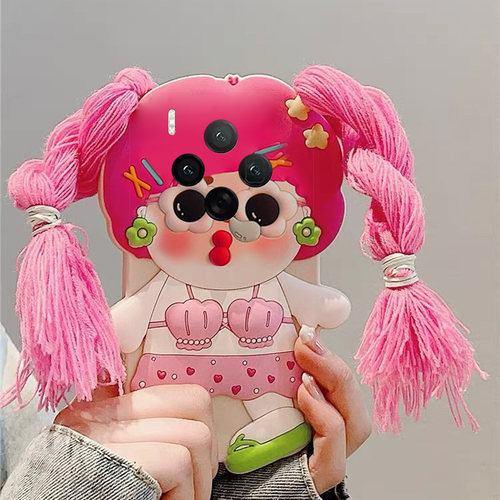 手机壳搞怪独嘴女孩带编织头发
