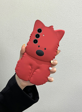 适用三星s25+手机壳s25edge卡通note20立体s24plus西高地s23小狗s22可爱s21红色s20fe狗狗s10趣味十硅胶软壳p