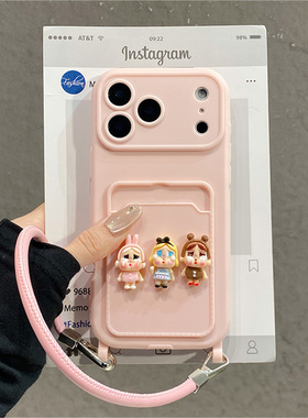 可爱哭娃卡包适用vivos30手机壳iqooneo10卡通z9turbo+立体s19带s18挂绳z8x斜挎neo9可背8pro插卡7se十vivo女