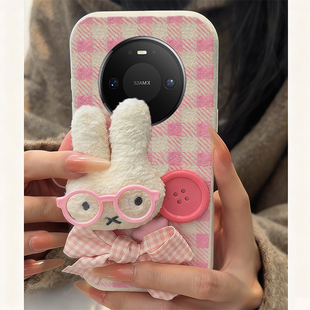 纽扣米菲兔适用华为mate80promax手机壳mete80gts秋冬70air毛绒60pro 格子50e仿皮40皮纹30e卡通十honor立体p