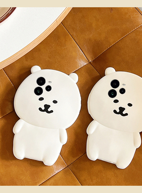 适用oppo真我13pro+手机壳12卡通11立体neo7白色gt6自嘲熊gt5带挂绳q3可爱v11趣味v25呆萌gtneo十realme硅胶p