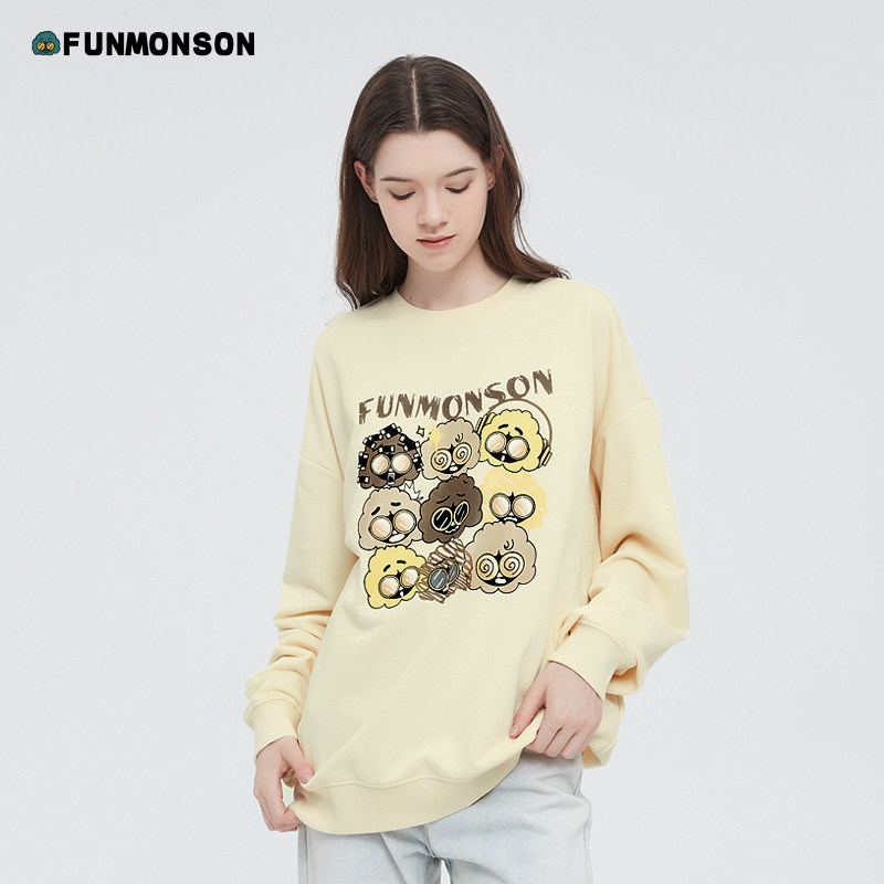 范萌笙FUNMONSON卫衣女2023年秋季新款圆领情侣装套头宽松百搭
