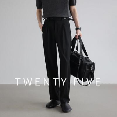 TWENTY FIVE 商务绅士透气薄款天丝亚麻混纺垂感直筒休闲西裤男夏