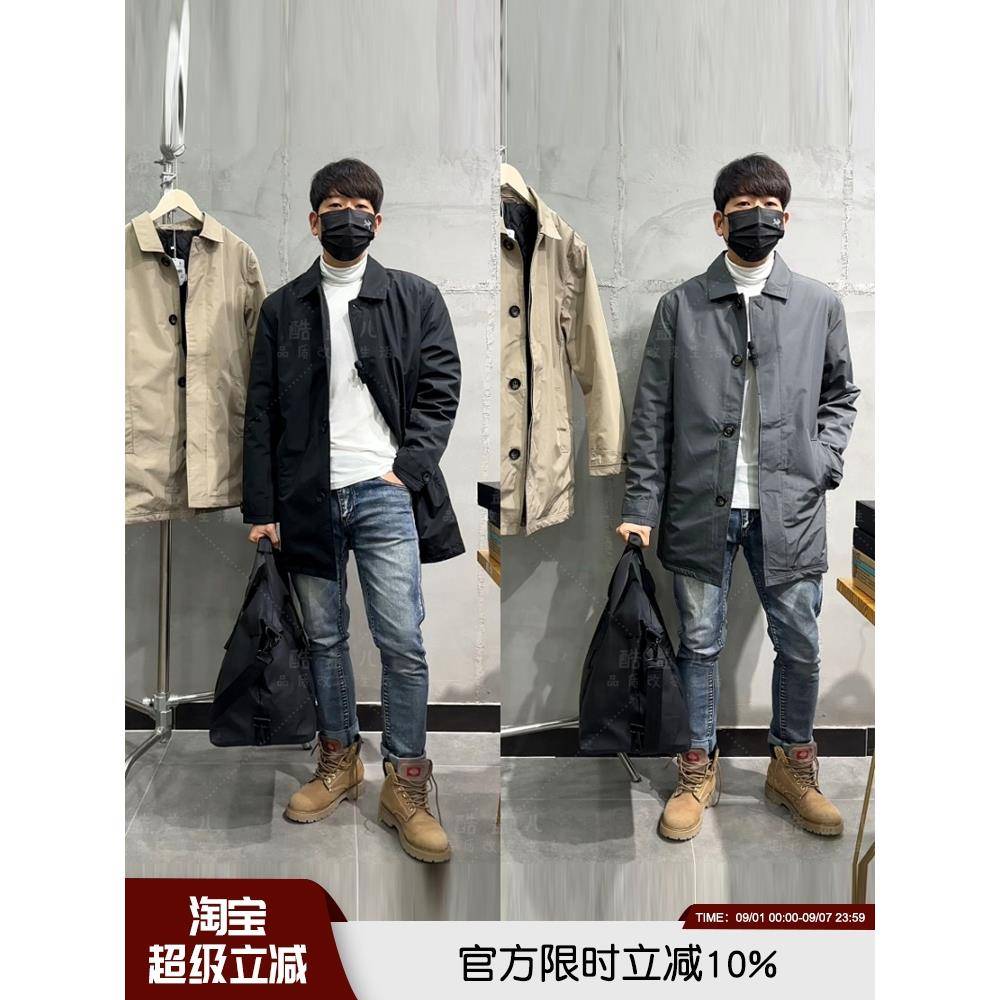 欧线轻奢高级秋冬男士时尚休闲商务通勤大码中长款夹棉风衣外套潮