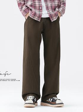 FAFC秋冬季美式复古重磅纯棉休闲裤潮牌宽松直筒阔腿弯刀长裤男款