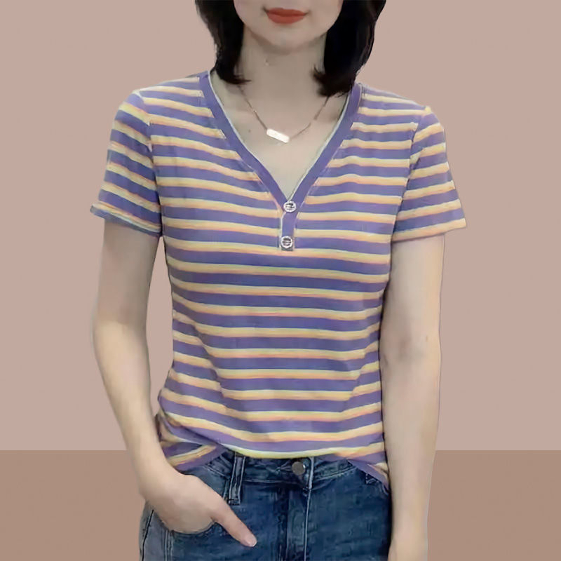 特价版淘宝断码品牌女装限时秒杀条纹t恤女短袖2023年夏季新款韩