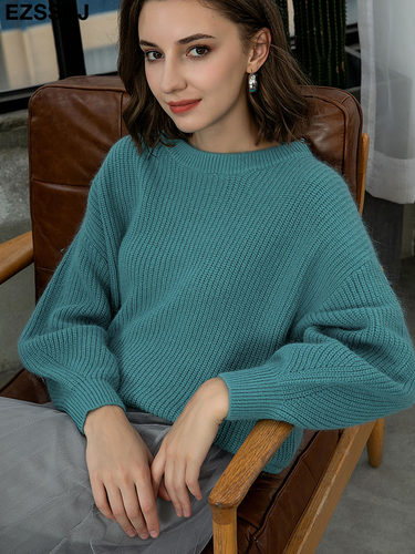 EZSSKJ Soft oversized Cashmere Sweaters Women 2021 puff slee