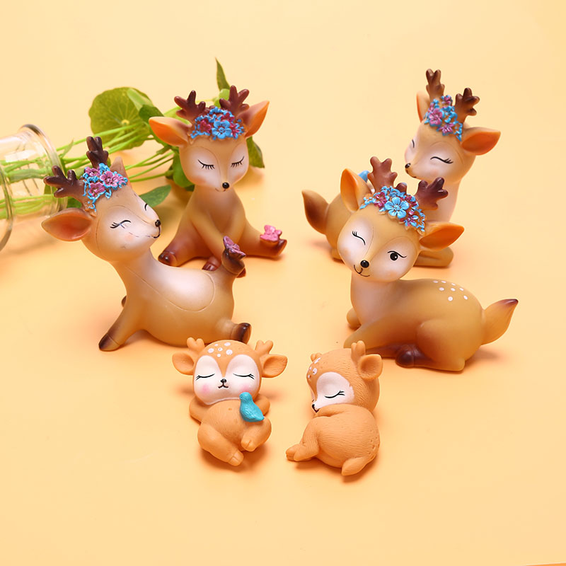 Cute Figurine Animal Sika Deer Baking Cake Topper Decoration