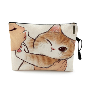 Cute Kissing Cat Makeup Bag With Printing Pattern Cute Organ