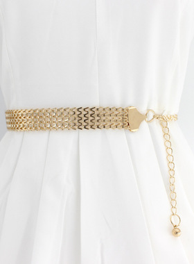 Fashion Simple Chain Belt Women Lady High Waist Gold Belts W