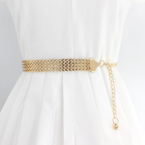 Fashion Simple Chain Belt Women Lady High Waist Gold Belts W