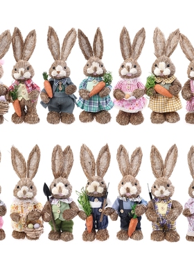 OOTDTY 14 Styles Artificial Straw Cute Bunny Standing Rabbit