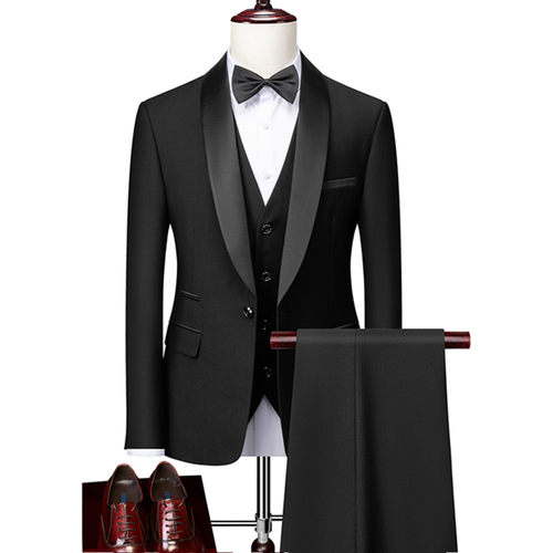 Men Skinny 3 Pieces Set Formal Slim Fit Tuxedo Prom Suit / M