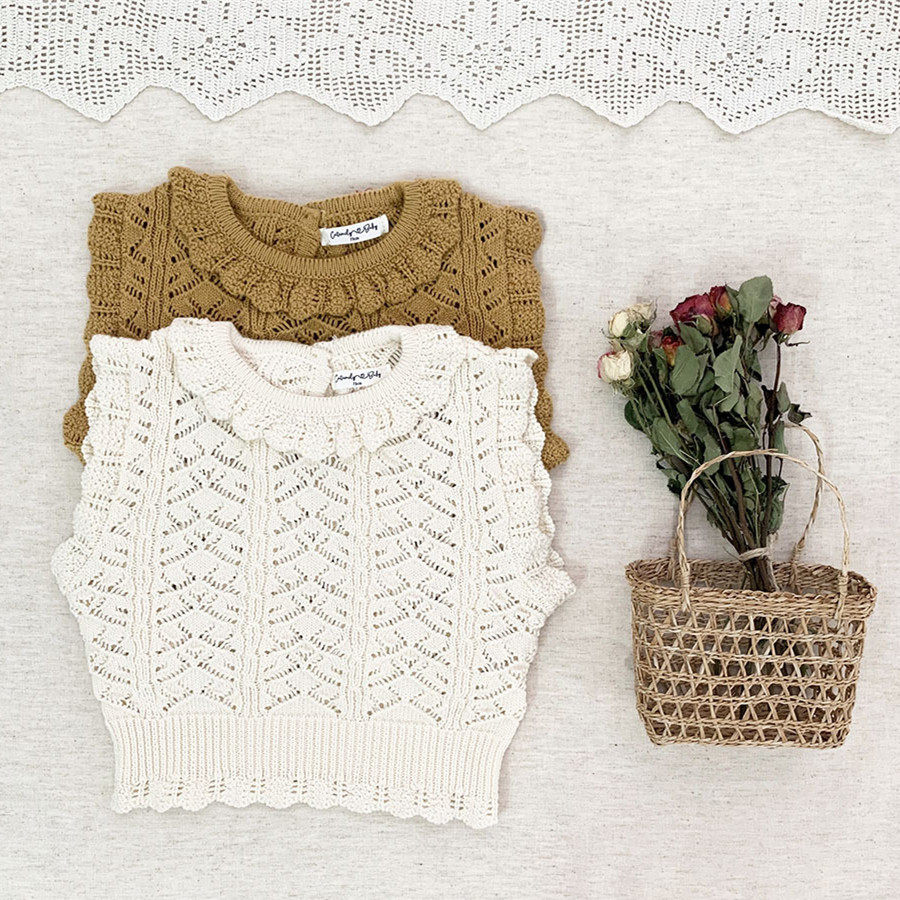 deer jonmi 2022 Spring  Style Baby Girls knitted Hollow Out