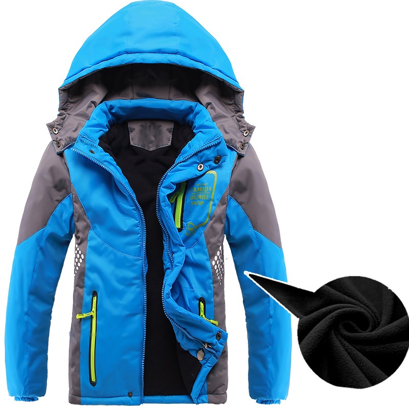 Winter Warm Fleece Padded Thick Child Coat Waterproof Contra