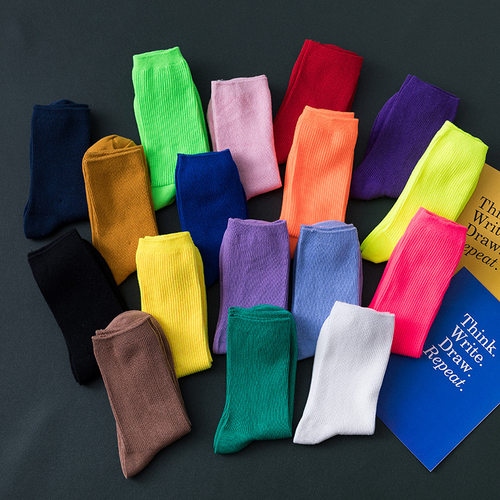 Colorful Harajuku Retro Women Lady Cotton Socks Fluorescent