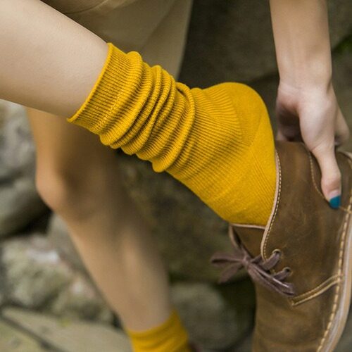 Japanese Style High School Girls High Socks Cotton Solid Col