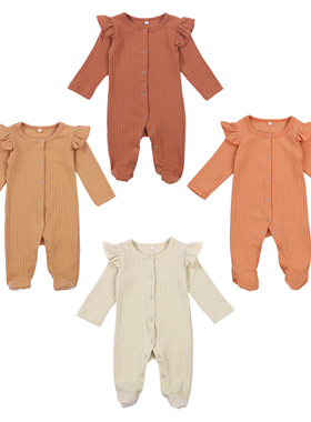 0-6 Month Winter Kids Bodysuit Footies Cute Girls Long Sleev