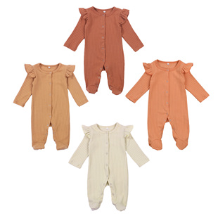 0-6 Month Winter Kids Bodysuit Footies Cute Girls Long Sleev