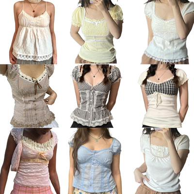 Y2K Fairycore Grunge Milkmaid Top Retro Aesthetic Kawaii Lac