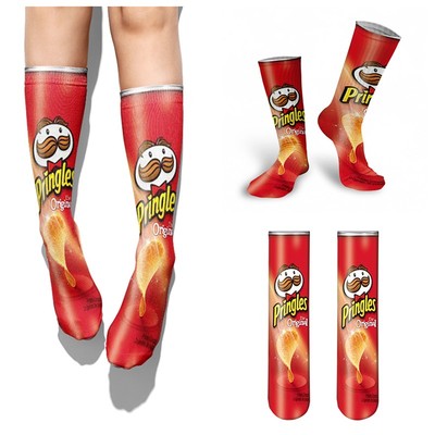 Creativity Long Socks Female Art 3D Printed Potato Chips Tom