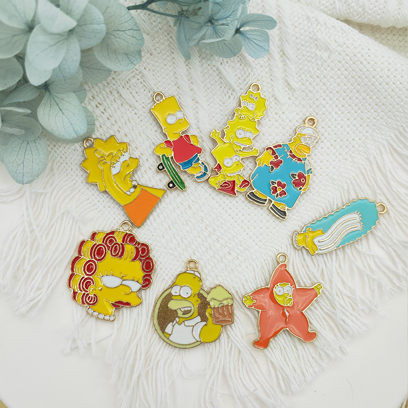 10pcs Alloy Enamel Pendant Charm Cartoon Classic Anime Earri